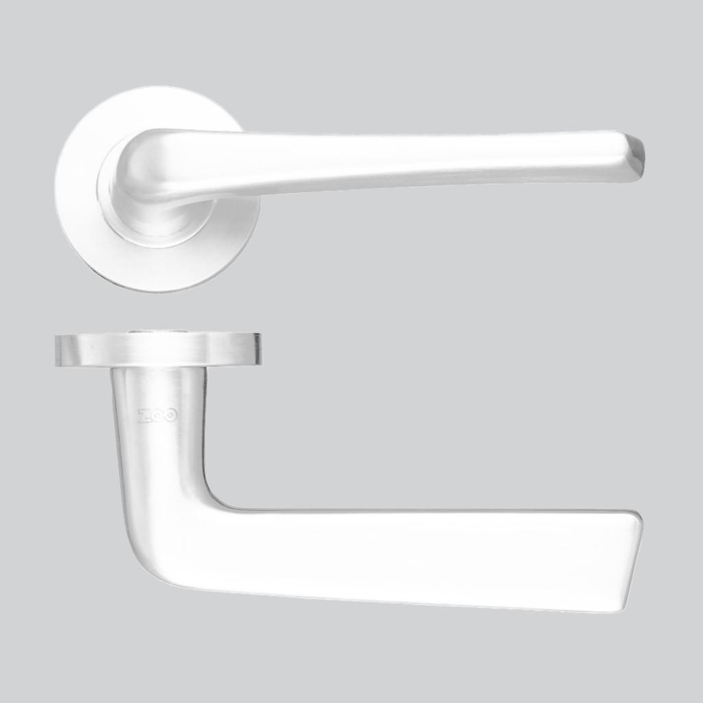 Round Rose Lever Handles – Push on Rose (Sprung) – Antimicrobial Eco-Friendly Matt White