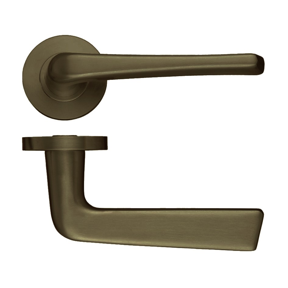 Round Rose Lever Handles – Push on Rose (Sprung) – Adonic Matt Bronze