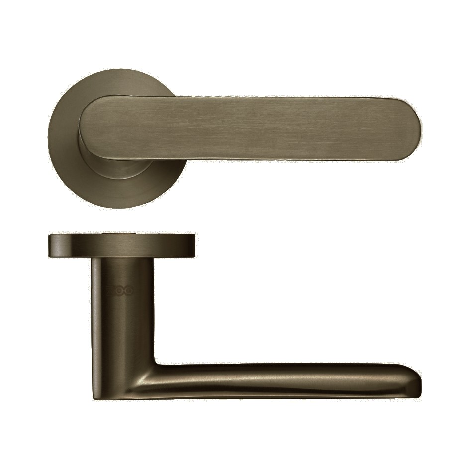 Round Rose Flatside Lever Handles – Push on Rose (Sprung) – Adonic Matt Bronze