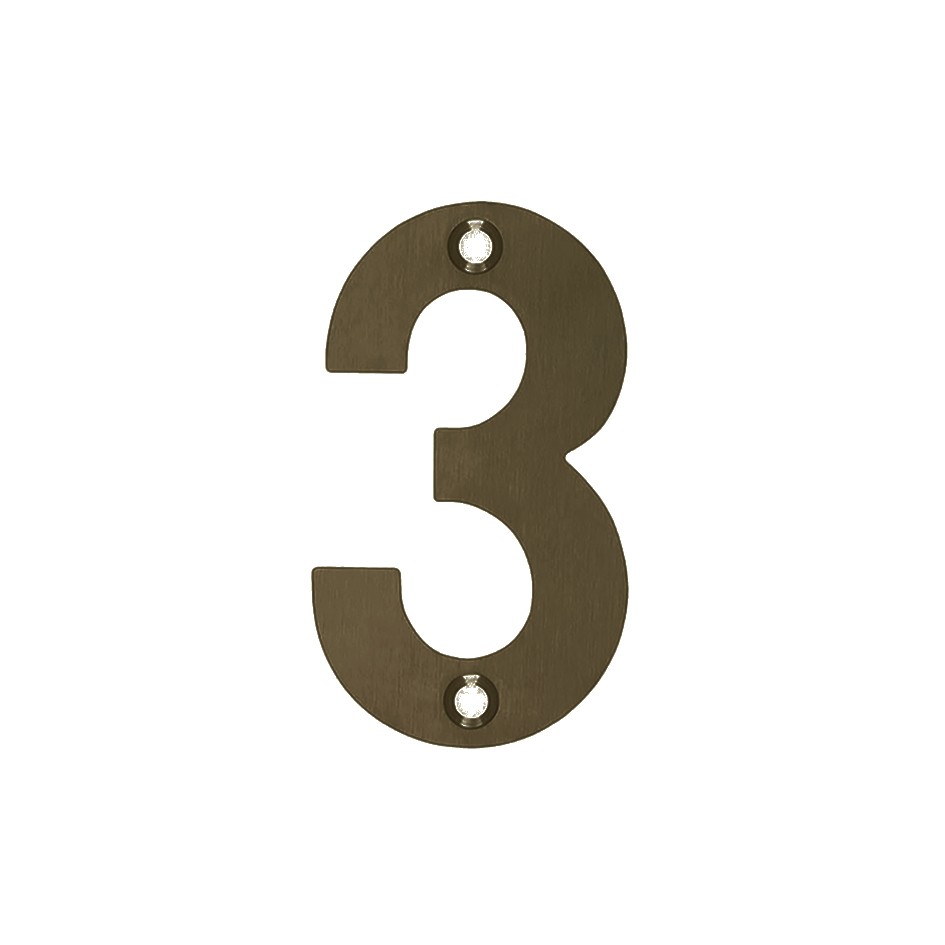 Numeral 3 – Available in 50mm, 75mm & 100mm – Adonic Matt Bronze