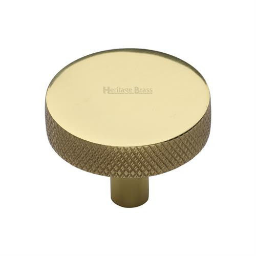 Heritage Brass Cabinet Knob Knurled Disc Design – 38mm Ø