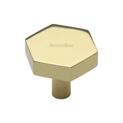 Heritage Brass Cabinet Knob Hexagon Design – 32mm Ø