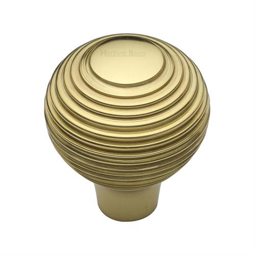 M Marcus Heritage Brass Reeded Design Cabinet Knob 38mm 