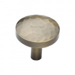 M Marcus Heritage Brass Cabinet Knob Hammered Design 32mm 