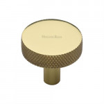 M Marcus Heritage Brass Cabinet Knob Knurled Disc Design 32mm 