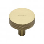 M Marcus Heritage Brass Cabinet Knob Knurled Disc Design 32mm 