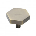 M Marcus Heritage Brass Cabinet Knob Hexagon Design 38mm 