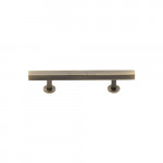 M Marcus Heritage Brass Square Cabinet Pull with Footings 96mm Centre to Centre