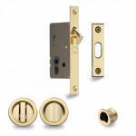 M Marcus Heritage Brass Sliding Lock with Round Privacy Turns