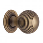 M Marcus Heritage Brass Reeded Design Cupboard Knob with base 38mm 