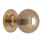 M Marcus Heritage Brass Reeded Design Cupboard Knob with base 38mm 