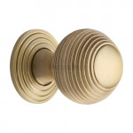 M Marcus Heritage Brass Reeded Design Cupboard Knob with base 38mm 