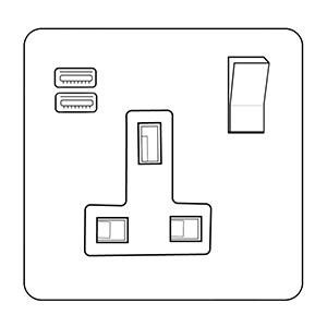 M Marcus Heritage Brass Studio Range Single USB-A+C Socket with White Trim