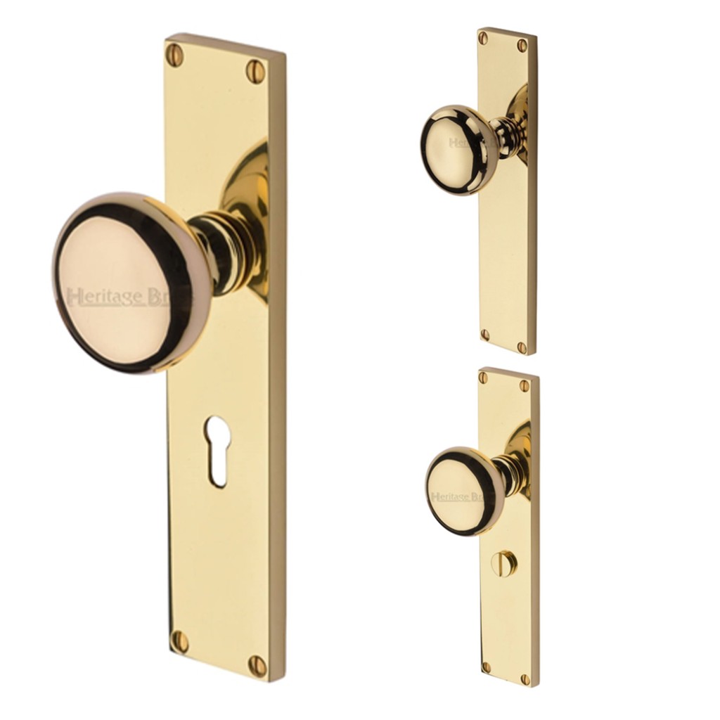 M Marcus Heritage Brass Victoria Mortice Knob on Plate - Polished Brass