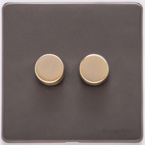 M Marcus Heritage Brass Verona Range 2 Gang Multi Location Primary Dimmer