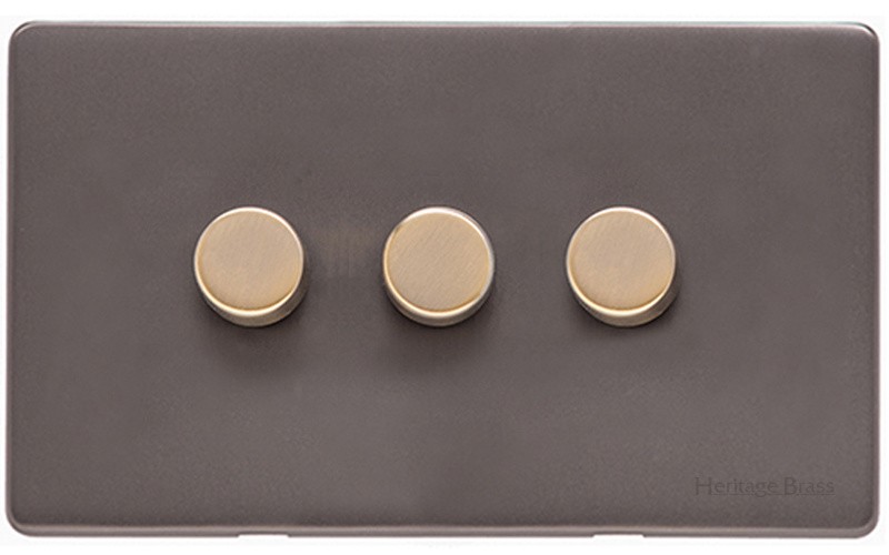 M Marcus Heritage Brass Verona Range 3 Gang Multi Location Primary Dimmer