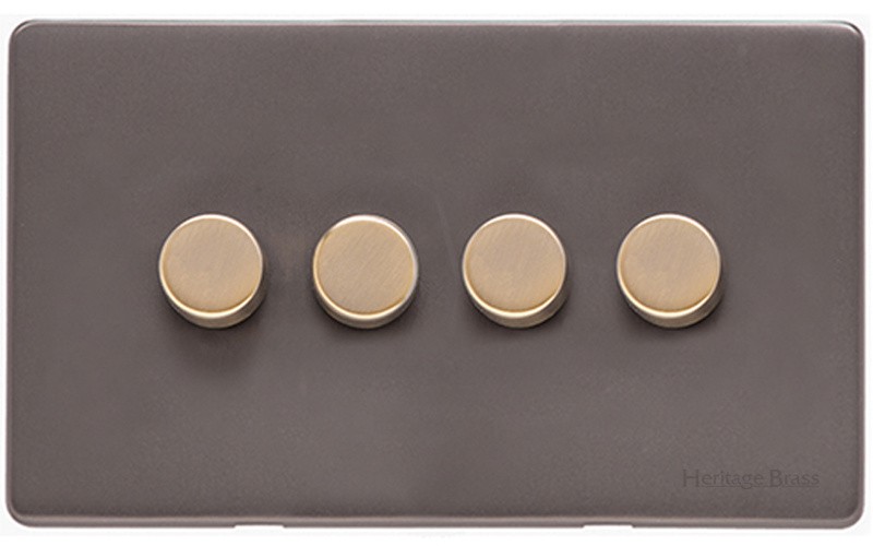 M Marcus Heritage Brass Verona Range 4 Gang Multi Location Secondary Dimmer
