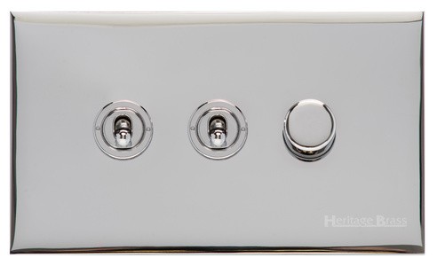 M Marcus Heritage Brass Winchester Range 3G Mixed Toggle Switch Dimmer Switch 2xToggle Switch 1xTED