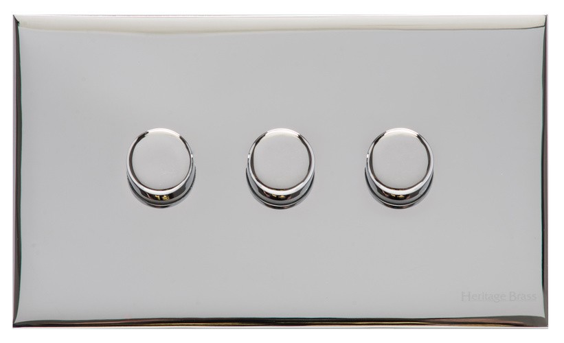 M Marcus Heritage Brass Winchester Range 3 Gang Multi Location Primary Dimmer (Compatible with LED bulbs)