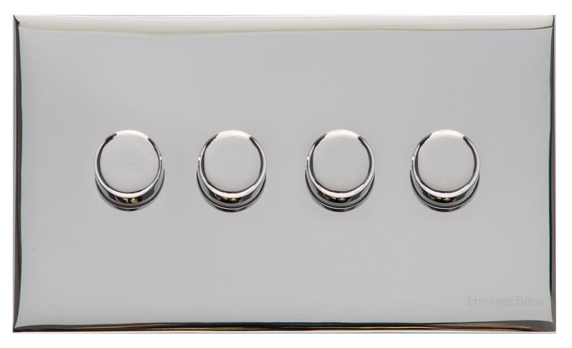 M Marcus Heritage Brass Winchester Range 4 Gang Multi Location Primary Dimmer (Compatible with LED bulbs)