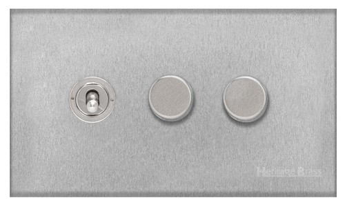 M Marcus Heritage Brass Winchester Range 3 Gang Mixed Toggle Switch Dimmer Switch 1xToggle Switch 2xTED