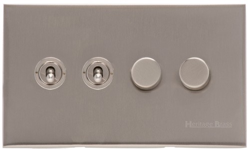 M Marcus Heritage Brass Winchester Range 4 Gang Mixed Toggle Switch Dimmer Switch 2xToggle Switch 2xTED