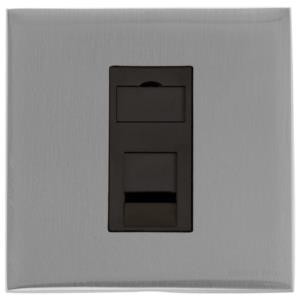 M Marcus Heritage Brass Winchester Range 1 Gang CAT6 Socket with Black Trim
