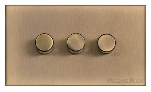 M Marcus Heritage Brass Winchester Range 3 Gang Multi Location Secondary Dimmer (Compatible with LED bulbs)