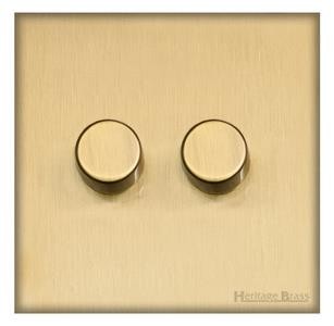 M Marcus Heritage Brass Windsor Range 2 Gang Multi Location Primary Dimmer