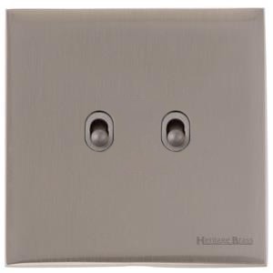 M Marcus Heritage Brass Windsor Range 2 Gang Stockholm Toggle Switch