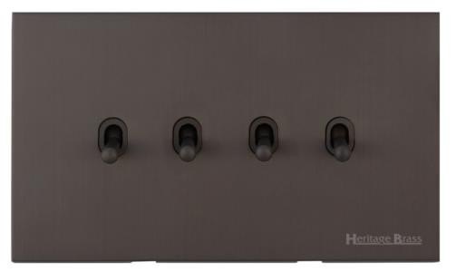M Marcus Heritage Brass Windsor Range 4 Gang Stockholm Toggle Switch