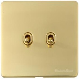 M Marcus Heritage Brass Vintage Range 2 Gang Stockholm Toggle Switch