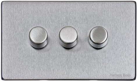 M Marcus Heritage Brass Vintage Range 3 Gang Multi Location Secondary Dimmer Switch (Compatible with LED bulbs)