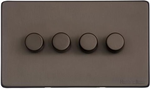 M Marcus Heritage Brass Vintage Range 4 Gang Multi Location Primary Dimmer Switch (Compatible with LED bulbs)