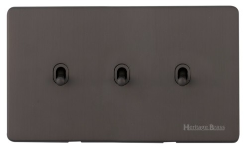 M Marcus Heritage Brass Vintage Range 3 Gang Stockholm Toggle Switch