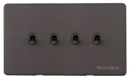 M Marcus Heritage Brass Vintage Range 4 Gang Stockholm Toggle Switch
