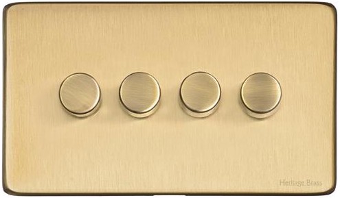 M Marcus Heritage Brass Vintage Range 4 Gang Multi Location Secondary Dimmer Switch (Compatible with LED bulbs)