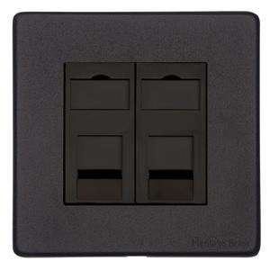 M Marcus Heritage Brass Vintage Range Matt Black 2 Gang CAT6 Socket