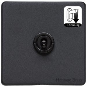 M Marcus Heritage Brass Vintage Range Matt Black 1 Gang Dimming Toggle Switch