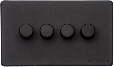 M Marcus Heritage Brass Vintage Range Matt Black 4 Gang Multi Location Primary Dimmer Switch (Compatible with LED bulbs)