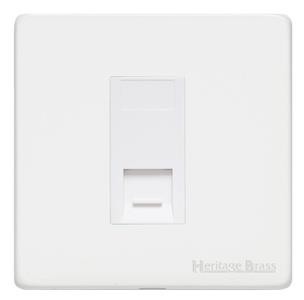 M Marcus Heritage Brass Vintage Gloss White Range 1 Gang CAT6 Socket