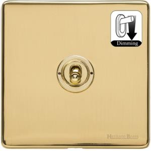 M Marcus Heritage Brass Vintage Range 1 Gang Dimming Toggle Switch