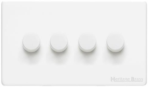 M Marcus Heritage Brass Vintage Range 4 Gang Trailing Edge Dimmer Switch (Compatible with LED Lamps)
