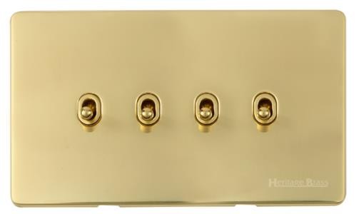 M Marcus Heritage Brass Studio Range 4 Gang Stockholm Toggle Switch