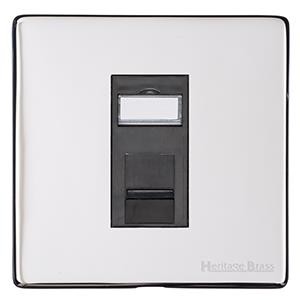 M Marcus Heritage Brass Studio Range 1 Gang CAT6 Socket with Black Trim