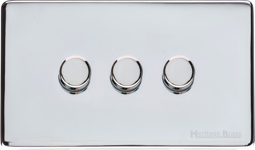 M Marcus Heritage Brass Studio Range 3 Gang Multi Location Secondary Dimmer Switch (Compatible with LED bulbs)