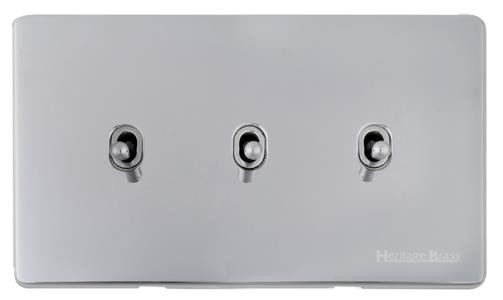 M Marcus Heritage Brass Studio Range 3 Gang Stockholm Toggle Switch