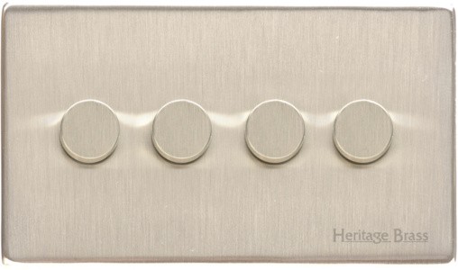 M Marcus Heritage Brass Studio Range 4 Gang Multi Location Primary Dimmer (Compatible with LED bulbs)