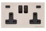 M Marcus Heritage Brass Windsor Range Double USB-C Socket with Black Trim