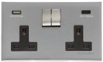 M Marcus Heritage Brass Winchester Range Double USB-A+C Socket with Black Trim